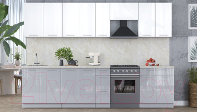 Кухонный гарнитур Интерлиния Мила Пластик 3.1 А