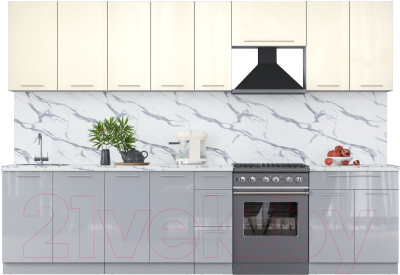 Кухонный гарнитур Интерлиния Мила Пластик 3.1 А - фото