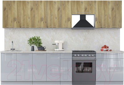 Кухонный гарнитур Интерлиния Мила Пластик 3.1 А - фото