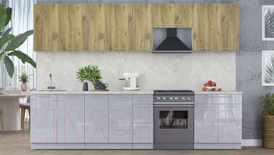 Кухонный гарнитур Интерлиния Мила Пластик 3.1 А