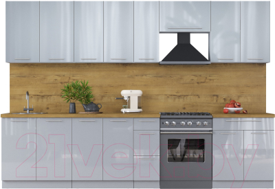 Кухонный гарнитур Интерлиния Мила Пластик 3.1 А - фото