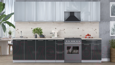 Кухонный гарнитур Интерлиния Мила Пластик 3.1 А