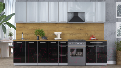 Кухонный гарнитур Интерлиния Мила Пластик 3.1 А