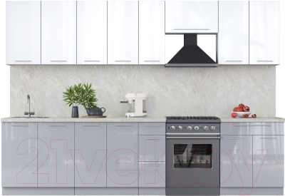 Кухонный гарнитур Интерлиния Мила Пластик 3.2 А - фото