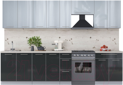 Кухонный гарнитур Интерлиния Мила Пластик 3.2 А - фото