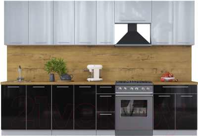 Кухонный гарнитур Интерлиния Мила Пластик 3.2 А - фото