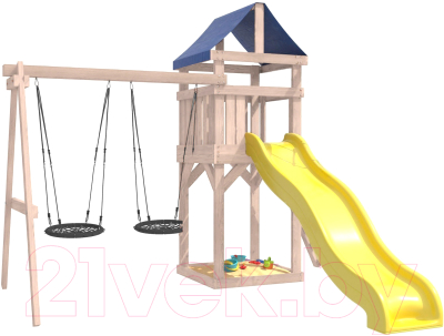 Игровой комплекс National Tree Company С качелями гнездо IgroWoods / ДКНП-6 (не окрашен) - фото