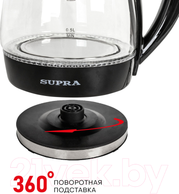 Электрочайник Supra KES-1855G (черный/прозрачный)