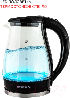 Электрочайник Supra KES-1855G (черный/прозрачный)