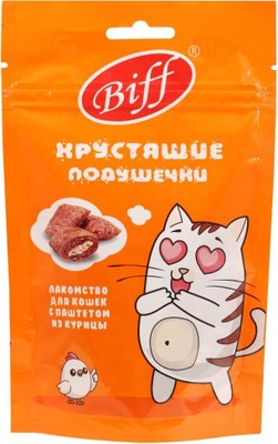 Лакомство для кошек TiTBiT Biff Хрустящие подушечки с паштетом из курицы / 26663 - фото