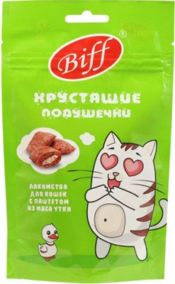 Лакомство для кошек TiTBiT Biff Хрустящие подушечки с паштетом из утки / 26670 - фото