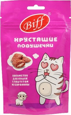 Лакомство для кошек TiTBiT Biff Хрустящие подушечки с паштетом из баранины / 26694 - фото
