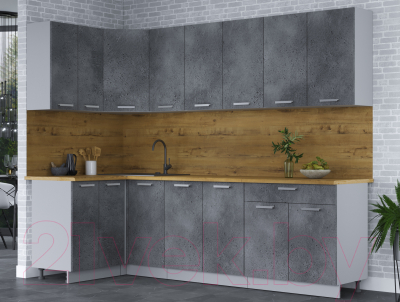 Кухонный гарнитур Интерлиния Мила Лайт 1.2x2.6