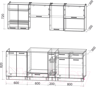Кухонный гарнитур Интерлиния Мила 2.2 ВТ