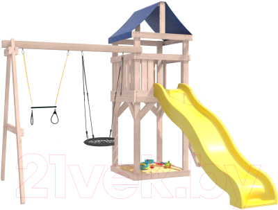 Игровой комплекс National Tree Company С трапецией и качелями IgroWoods / ДКНП-14 (не окрашен) - фото