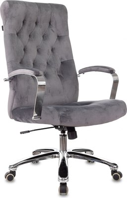 Кресло офисное Бюрократ T-9928SL (Fabric серый Italia 26/крестовина металл хром) - фото