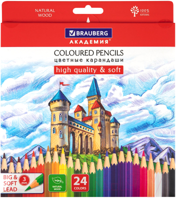Набор цветных карандашей Brauberg Академия / 181866 - фото