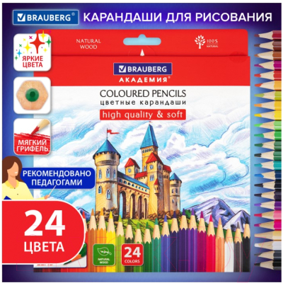 Набор цветных карандашей Brauberg Академия / 181866
