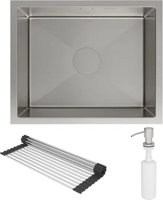 Мойка кухонная Roxen Uno 560210-54 под столешницу с ролл-матом и дозатором - фото