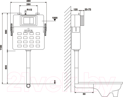 Унитаз приставной с инсталляцией Roxen Attach 967074