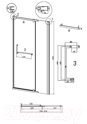 Душевая дверь Grossman Pragma 120x195 / 100.K33.03.120.10.00