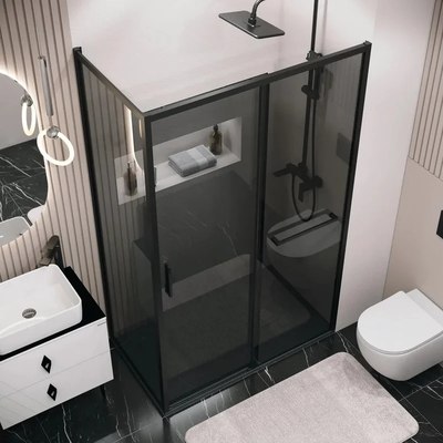 Душевая стенка Grossman Style 80x195 / 200.K33.05.80.21.10 (черный матовый, стекло тонированное)