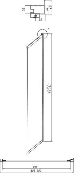 Душевая стенка Grossman Style 90x195 / 200.K33.05.90.10.02