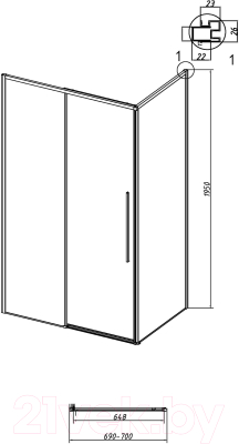 Душевая стенка Grossman Galaxy 70x195 / 200.K33.01.70.21.00