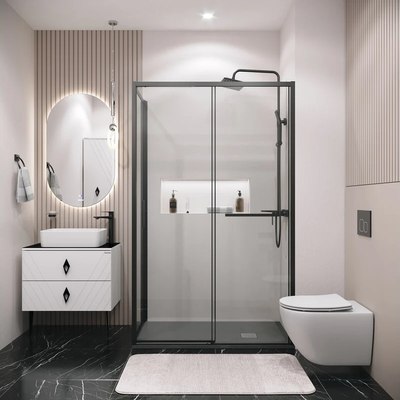 Душевая стенка Grossman Style 80x195 / 200.K33.05.80.21.00 (черный матовый, стекло прозрачное)