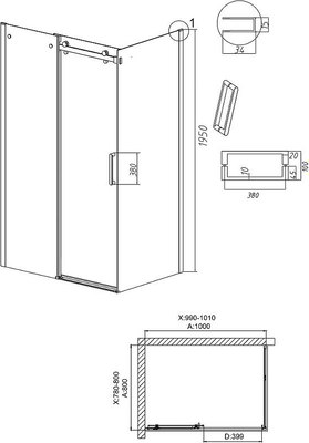 Душевой уголок Grossman Classic 100x80x195 / 120.K33.04.1080.21.00