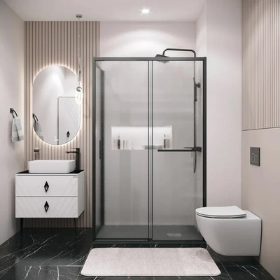 Душевая стенка Grossman Style 80x195 / 200.K33.05.80.21.02 (черный матовый/стекло шиншилла)