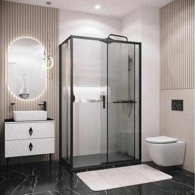 Душевая стенка Grossman Style 80x195 / 200.K33.05.80.21.02 (черный матовый/стекло шиншилла)