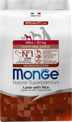 Сухой корм для собак Monge Dog Speciality Line Monoprotein Mini ягненок с рисом - фото