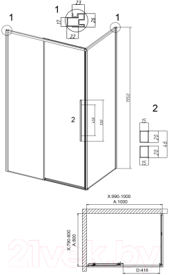 Душевой уголок Grossman Galaxy 100x80x195 / 120.K33.01.1080.21.10