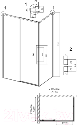 Душевой уголок Grossman Galaxy 100x90x195 / 120.K33.01.1090.21.10