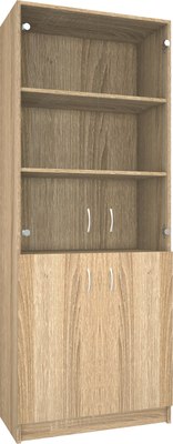 Стеллаж МДК СЛШ5 широкий с 2 дверьми и стеклом 780x386x2000 - фото