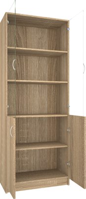 Стеллаж МДК СЛШ5 широкий с 2 дверьми и стеклом 780x386x2000