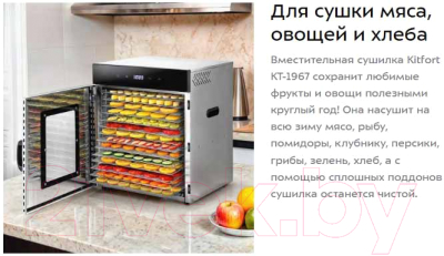 Сушильный шкаф для овощей и фруктов Kitfort КТ-1967