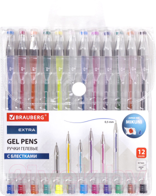 Набор гелевых ручек Brauberg Extra. Блестки / 143909 - фото