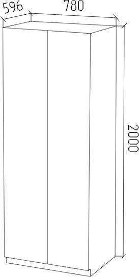 Шкаф МДК ШК1 для одежды 2-х дверный 780x596x2000