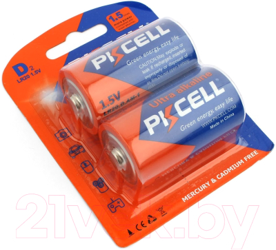 Комплект батареек Pkcell D LR20 Alkaline 1.5V / LR20-2B