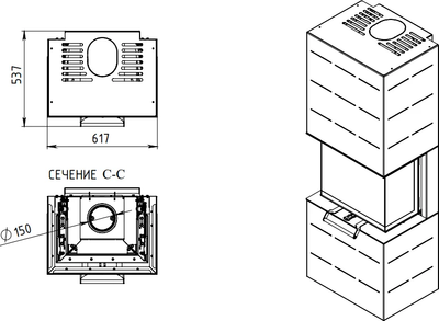 Печь-камин Мета-бел Селена АОТ 7.0-01