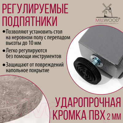 Обеденный стол Millwood Шанхай Л18 D1200