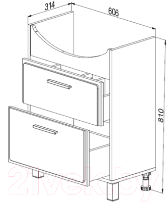 Тумба под умывальник СанитаМебель Камелия-65.22 Д4