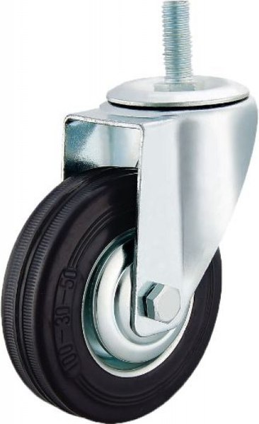 Колесо для тележки складской TOR Поворотное SCt 42 100мм резина с болтом (N) / 1045341 - фото