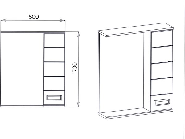 Шкаф с зеркалом для ванной Viant Вена 50 / VVEN50-ZSHR