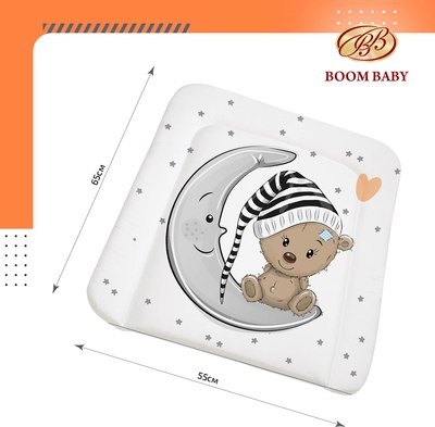 Пеленальный матрас Boom Baby Мишка на луне 65x55 / BB/ПН-08