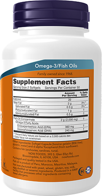 Жирные кислоты NOW Foods Omega-3 1000 мг