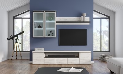 Тумба Памир Гретта 2250 2С3Я (крафт белый/антрацит)