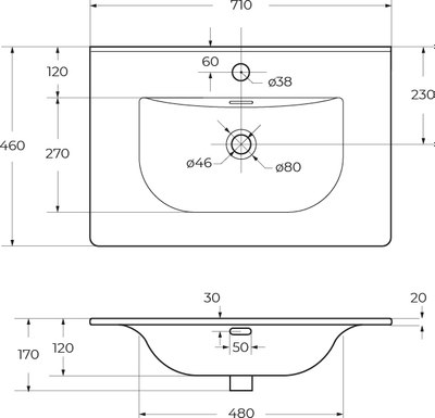 Умывальник BelBagno BB-8099-70